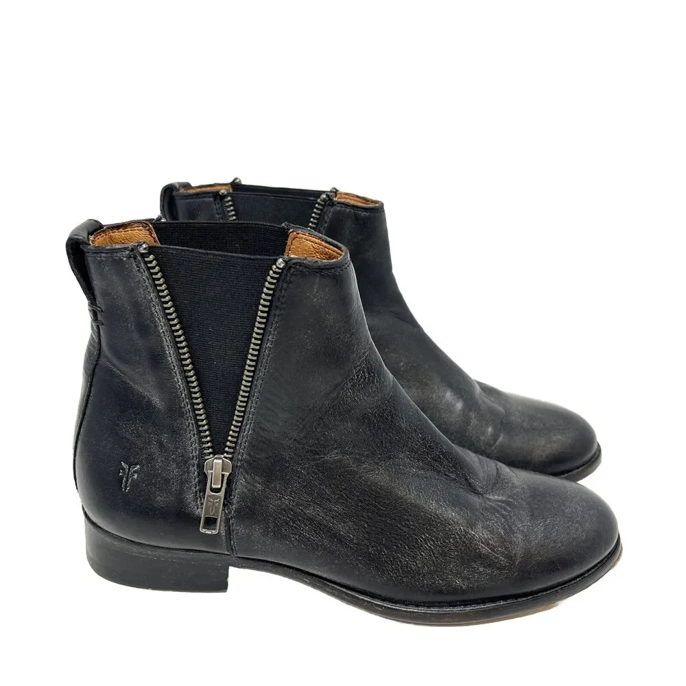 Frye Black Zipper Ankle Booties - Picture 3 of 13